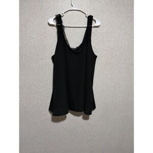 Umgee USA Womens Plus 2XL Black Lace Trim V-Neck Camisole Tank Top WC1909 NWT